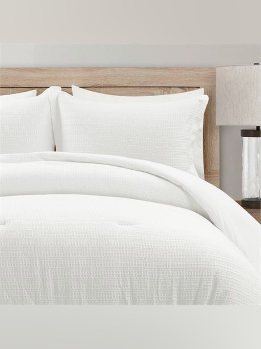 Lush Decor Haniya Solid Waffle Woven Cotton Textured Comforter Set Sz QUEEN